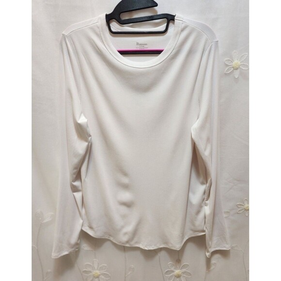 NO BOUNDARIES WOMEN XL WHITE LONG SLEEVE SHIRT RIBBED THERMAL STRETCH BASIC SOFT - Picture 1 of 11